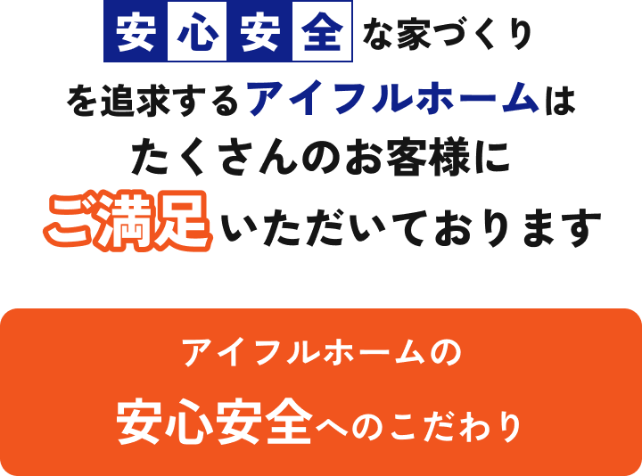 安心安全な家づくりを追求するアイフルホームはたくさんのお客様にご満足いただいております