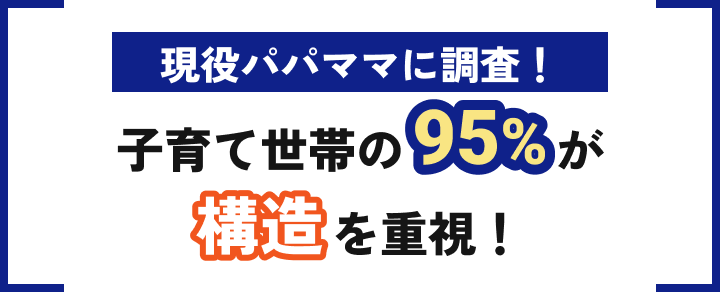 現役パパママに調査！子育て世帯の95%が構造を重視！